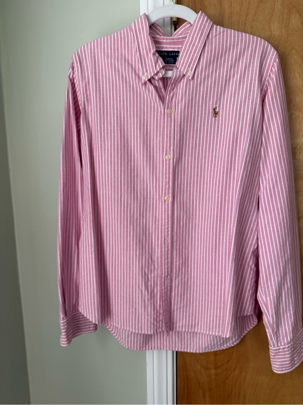 Ralph Lauren Pink and White Striped Button-Down Shirt